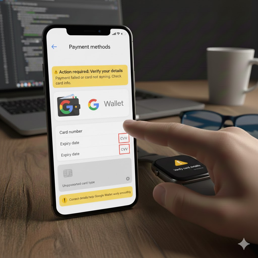 Troubleshooting Google Wallet on iOS - visual representation