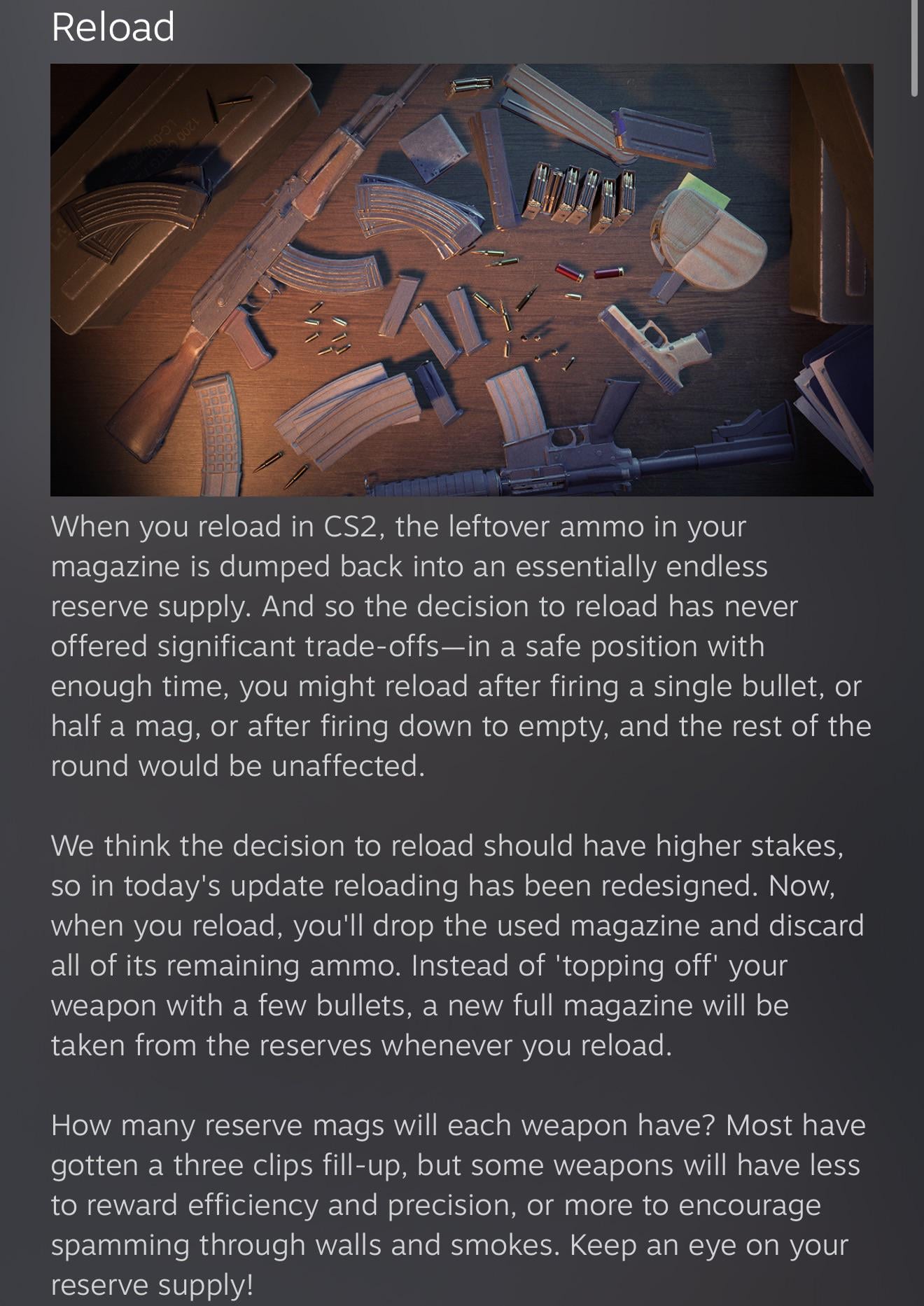 The Evolution of Counter-Strike's Reload Mechanics - visual representation