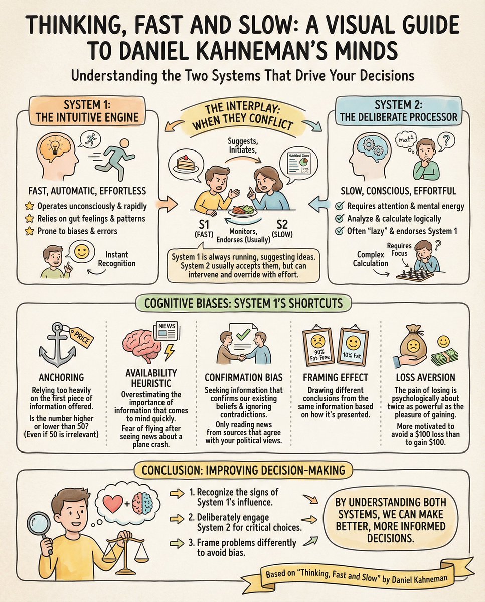 3. "Thinking, Fast and Slow" by Daniel Kahneman - contextual illustration