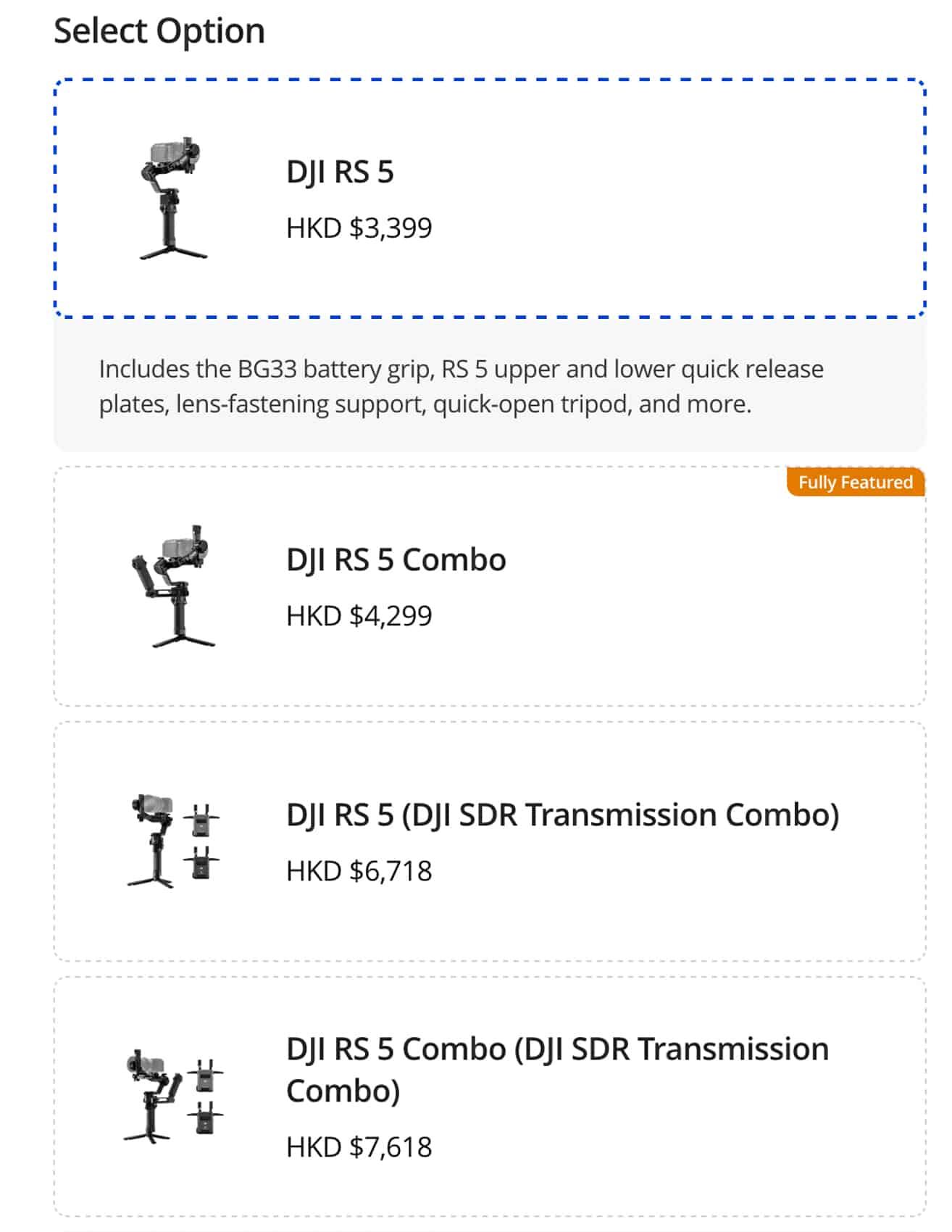 Comparing the RS 5 to Competing Gimbal Systems - visual representation