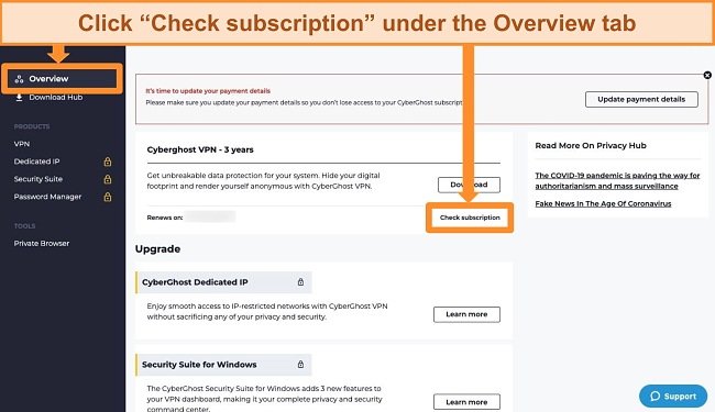 How to Cancel Cyber Ghost Through the Website - visual representation