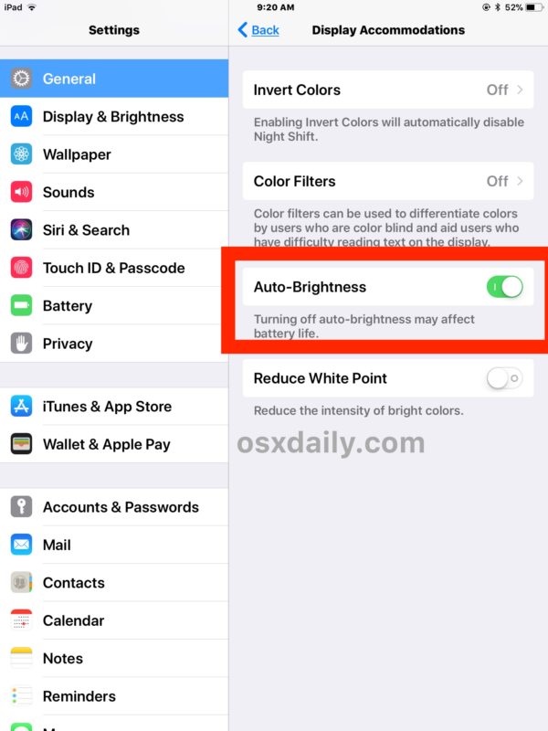 Setting 2: Enable Auto-Brightness - contextual illustration