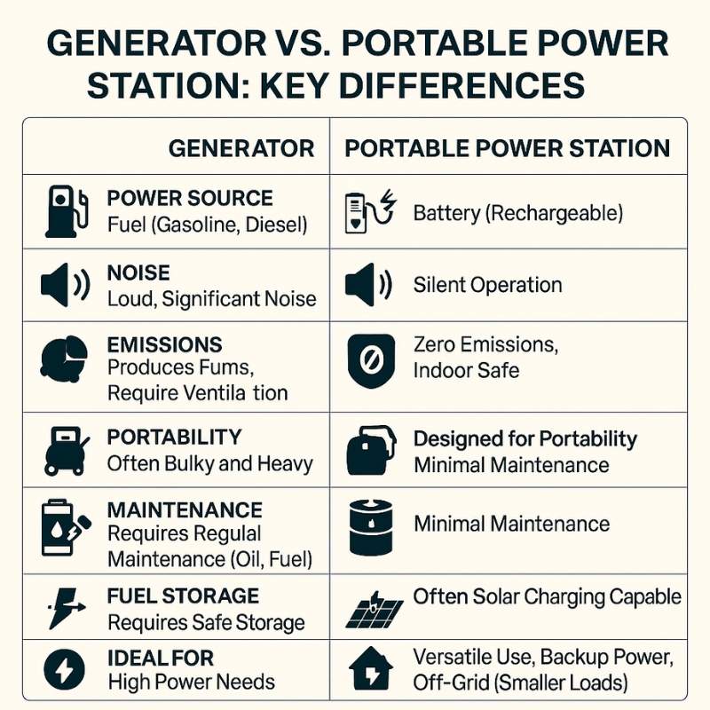 Understanding Portable Power Stations vs. Generators - contextual illustration