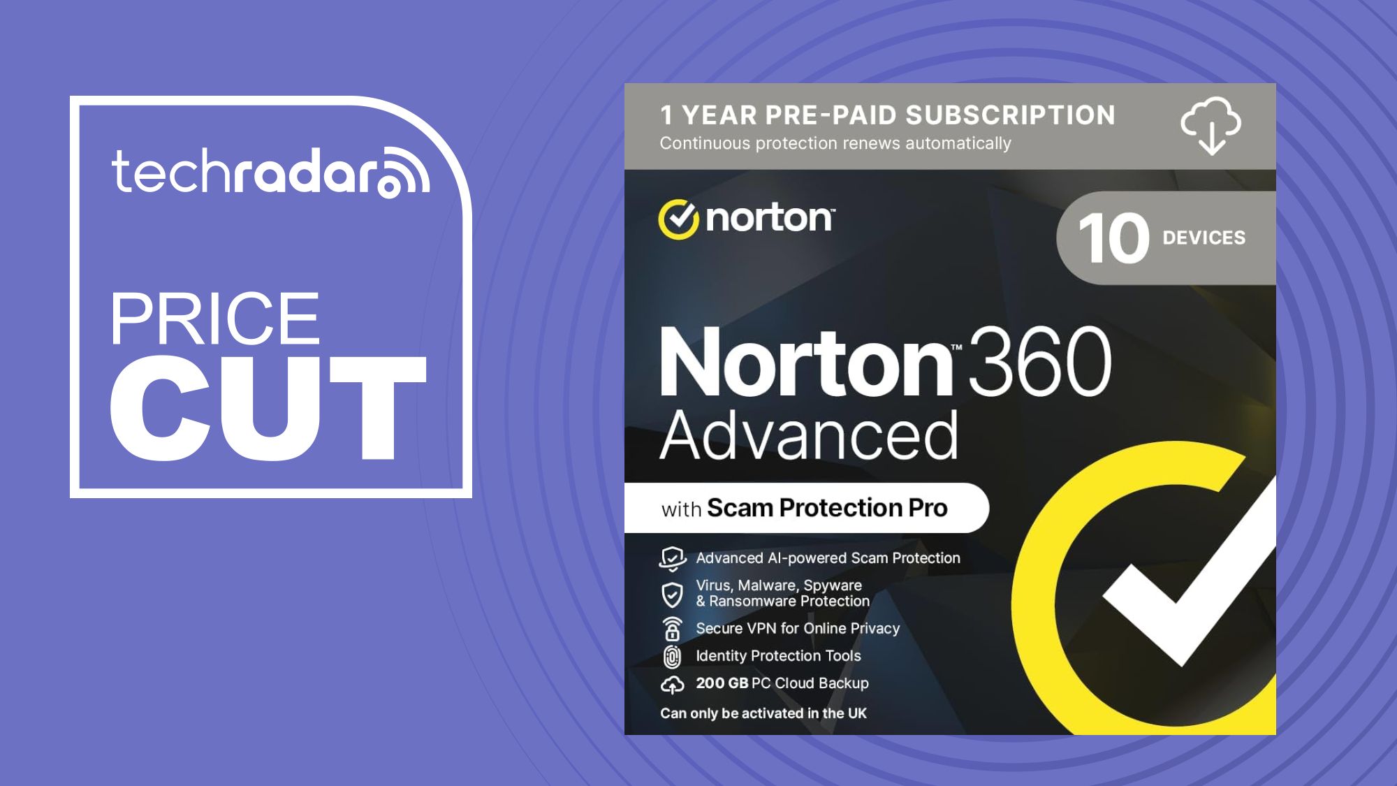 Norton 360 Advanced gets 77% discount, drops price to £2.92/mo — top-rated antivirus, 200GB cloud backup, VPN, parental controls and more | TechRadar