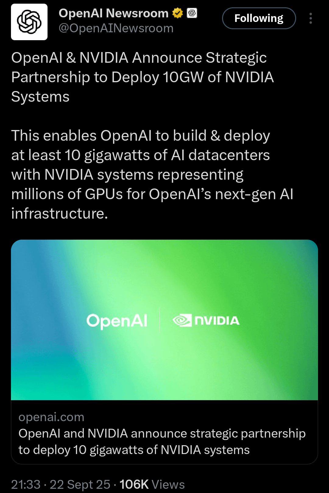 Timeline of Events: Key Moments in the Nvidia-Open AI Partnership - visual representation