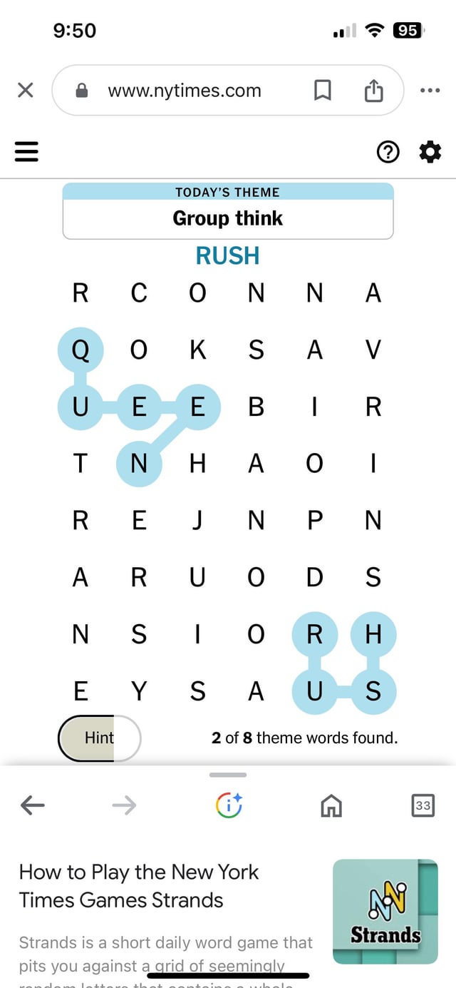 Step-by-Step Solving Strategy for Strands #702 - visual representation