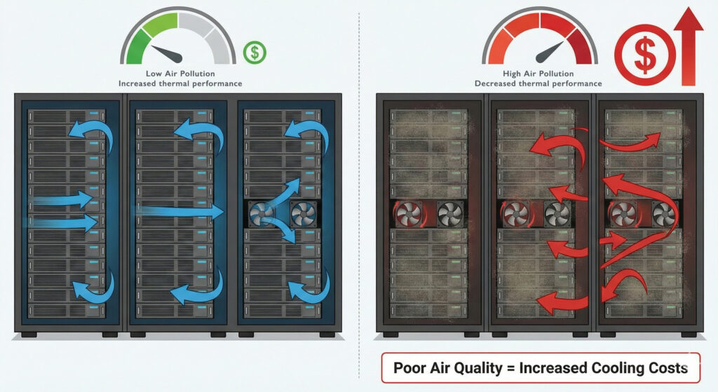The Hidden Enemy: Dust in Data Centers - visual representation