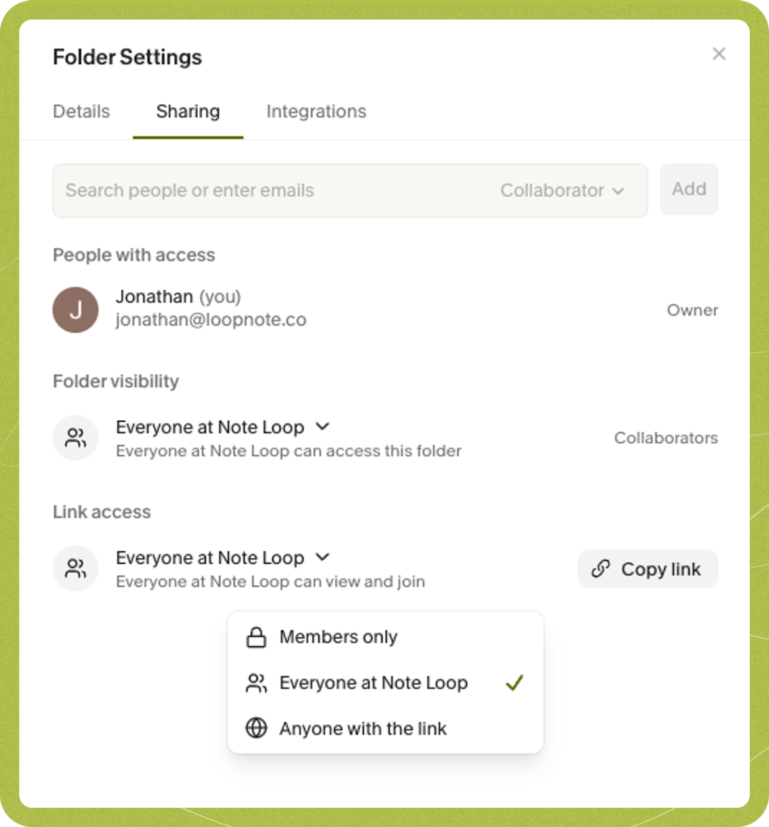 Understanding Granola's Default Sharing Settings - visual representation