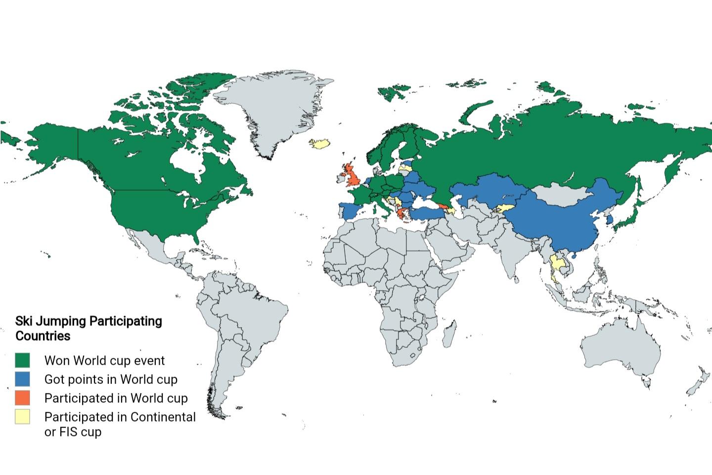 Free Ski Jumping Streams by Country - contextual illustration