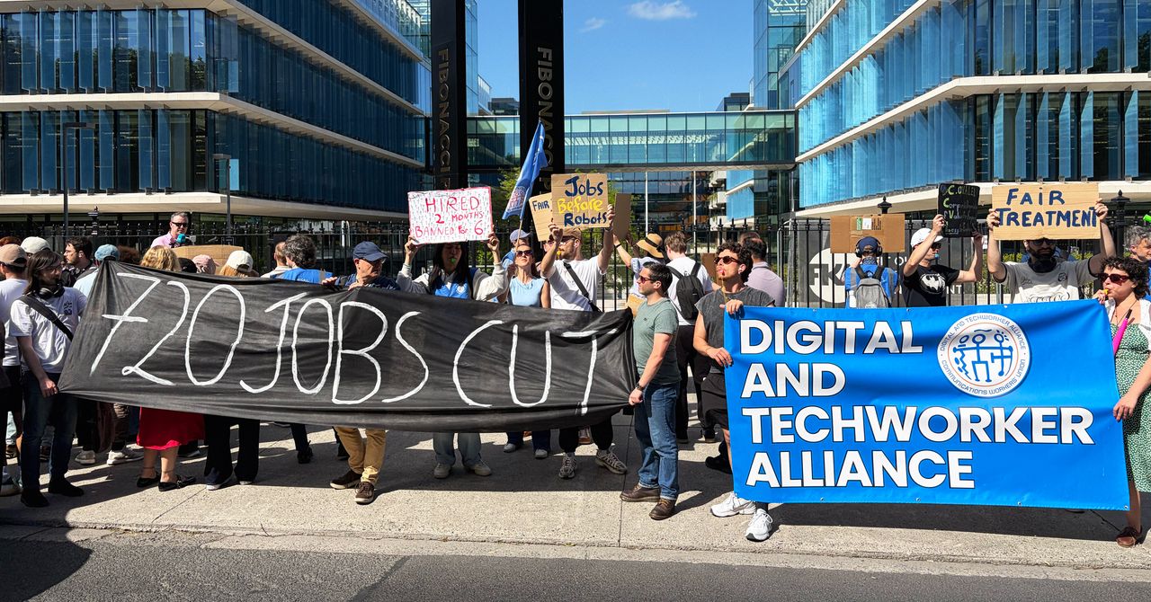 'We’re Just Getting the Crumbs Here': Striking Contractors Protest Layoffs at Meta’s European Headquarters | WIRED