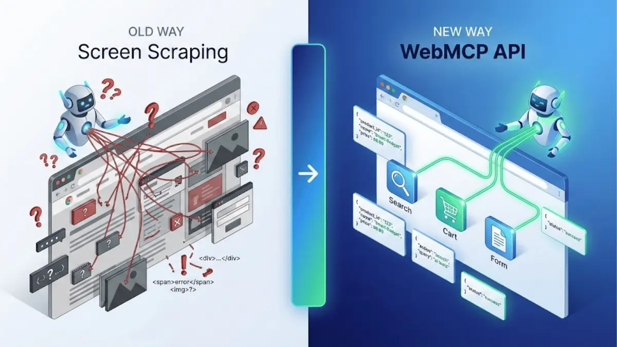 How Web MCP Actually Works: The Two-API Architecture - visual representation